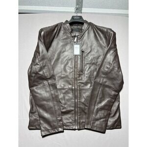 John Varvatos Leather Racer Jacket Brown Sheep Leather X‎ Large